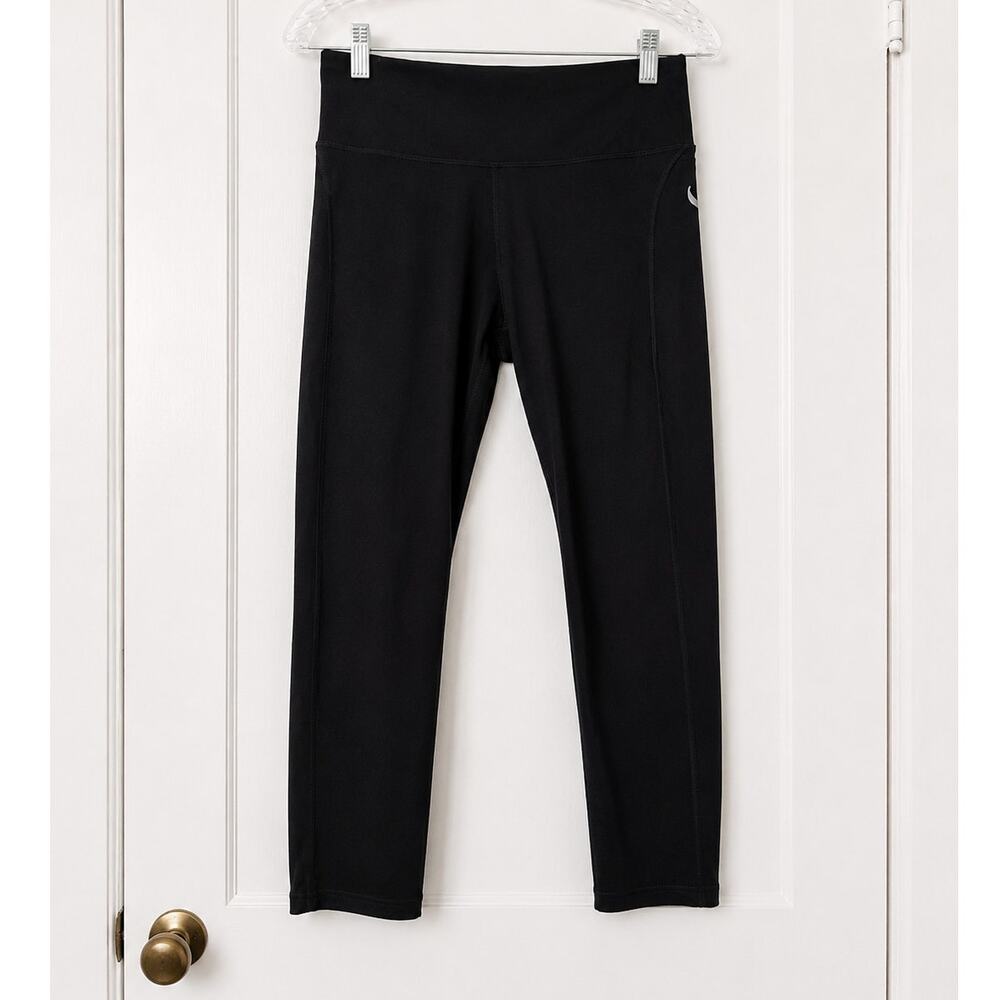 Nike Dri-FIT Black Cropped Running Leggings Mesh Panel Athletic Pants Size M
